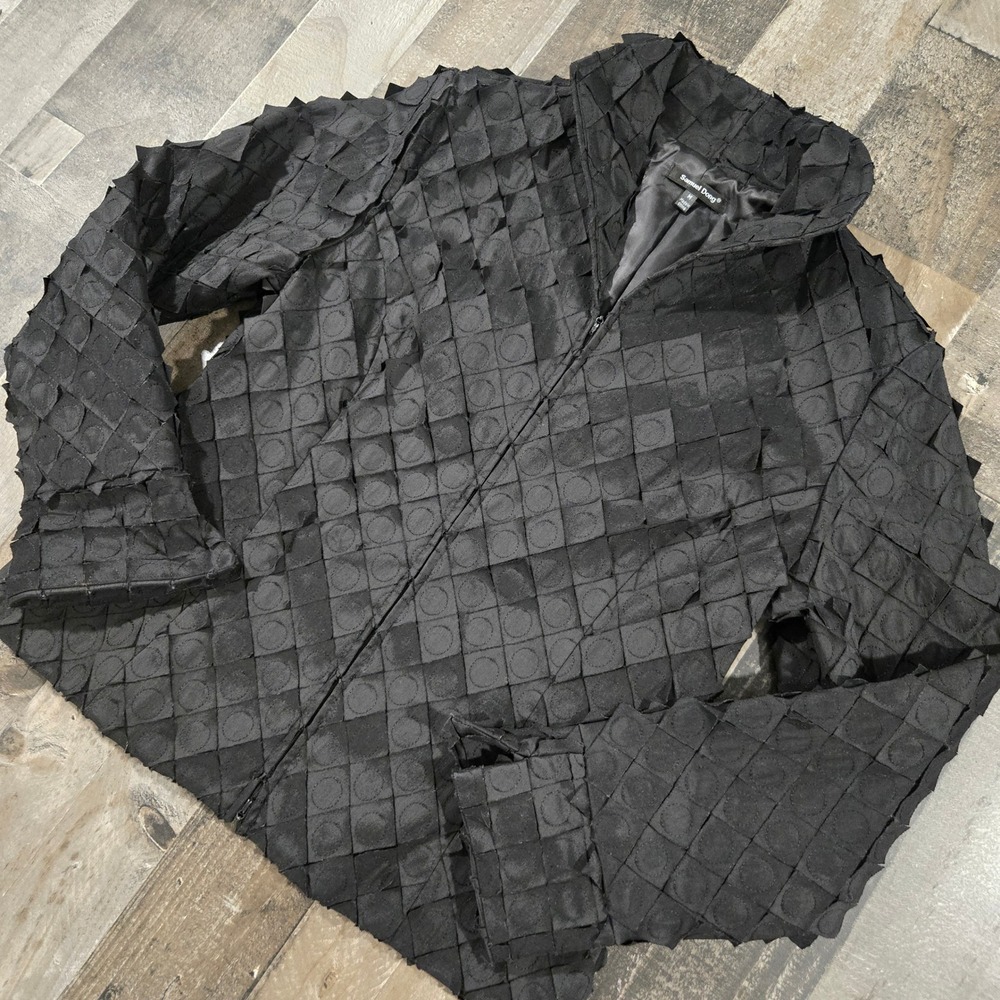 Samuel Dong Black 3D Geometric Origami Zip Jacket Art to Wear Size M Whimsigoth
